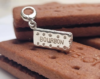 Sterling Silver Bourbon Biscuit Charm: Universal Clip-On or Slide-on Pendant