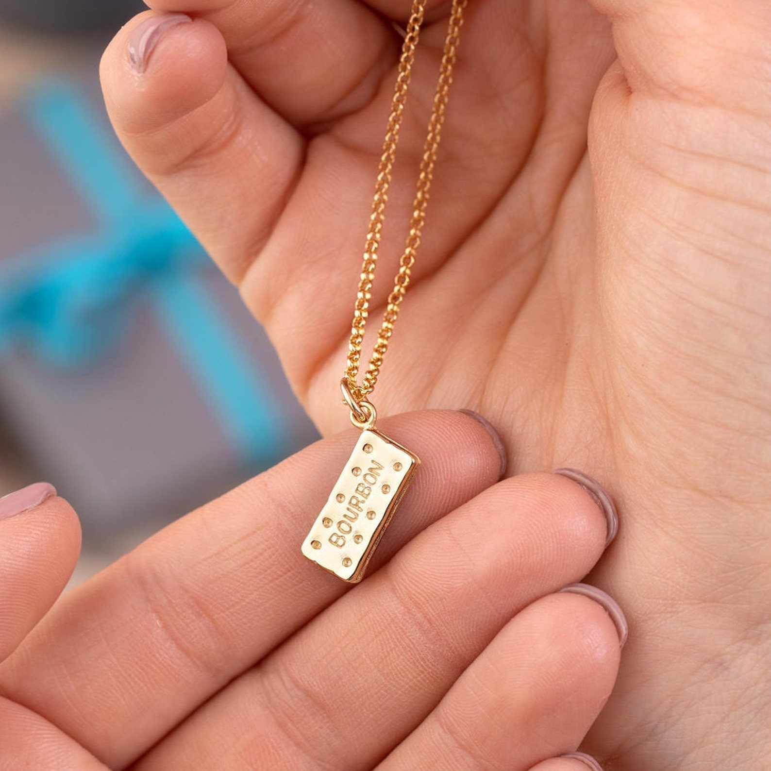 Gold Plated Bourbon Biscuit Necklace Biscuit Necklace Etsy