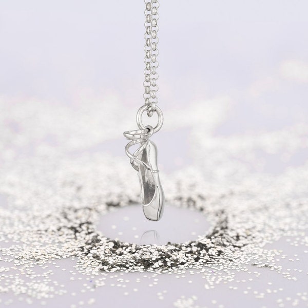 Silver Pointe Ballet Shoe Necklace - Ballet shoe charm necklace - Silver Ballet Pendant - Dance-themed jewelry - Ballet dancer gift