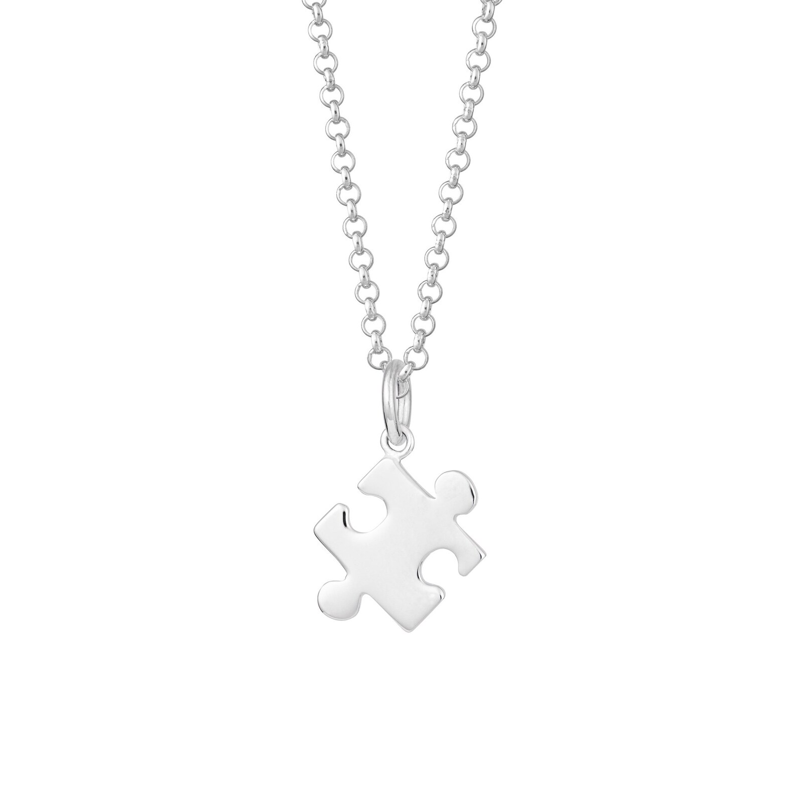 Sterling Silver Jigsaw Charm Necklace Puzzle Necklace Jigsaw Etsy