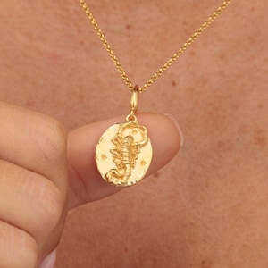 Gold Plated Scorpio Zodiac Necklace - October or November Birthday Gift - Scorpio Star Sign - Zodiac Jewelry