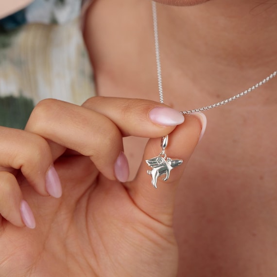 Orecchini A Perno In Argento Sterling 925 A Forma Di Maiale Volante | Gioiello Simpatico E Originale | Regalo Per Donne E Bambine | Confezione Regalo