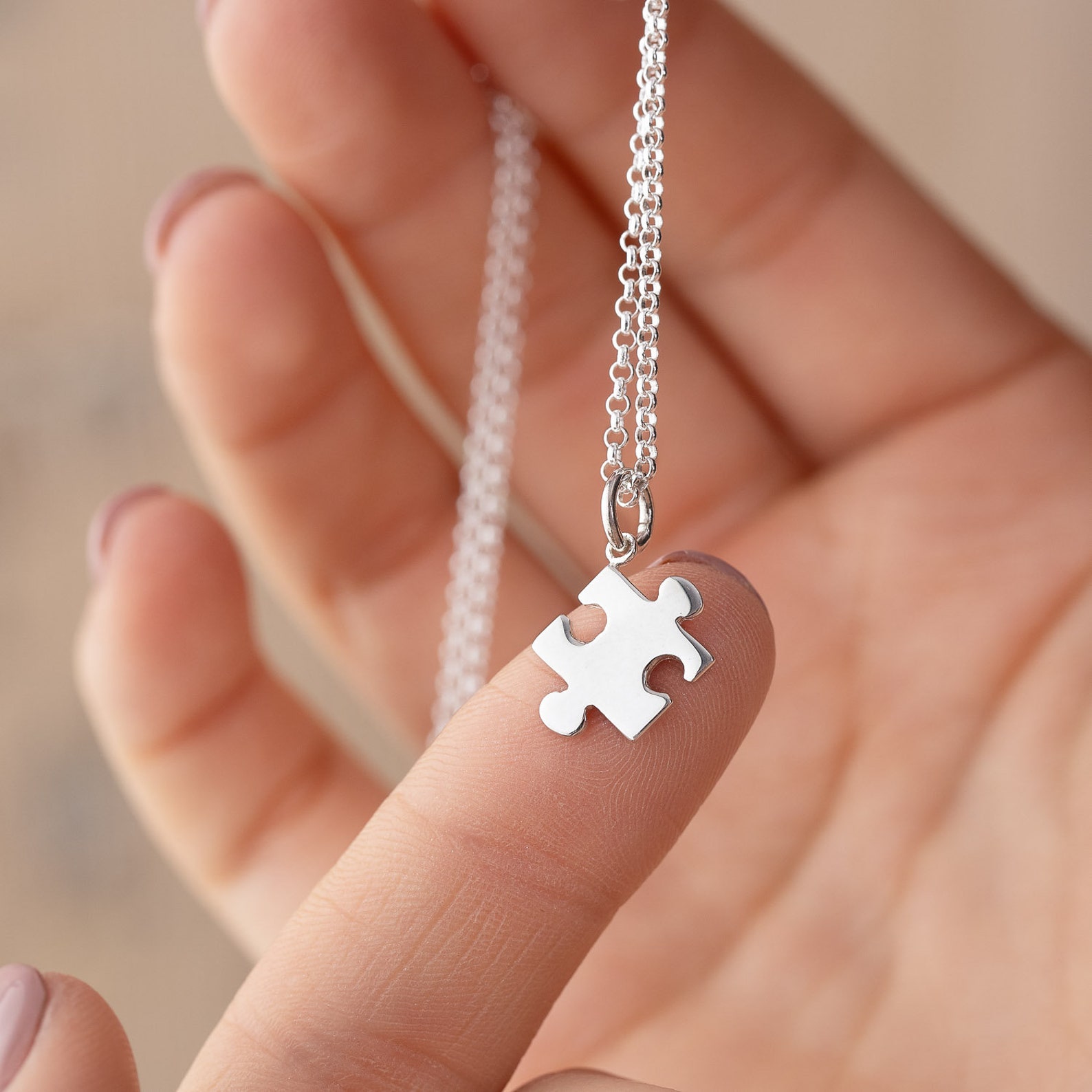 Sterling Silver Jigsaw Charm Necklace Puzzle Necklace Jigsaw Etsy
