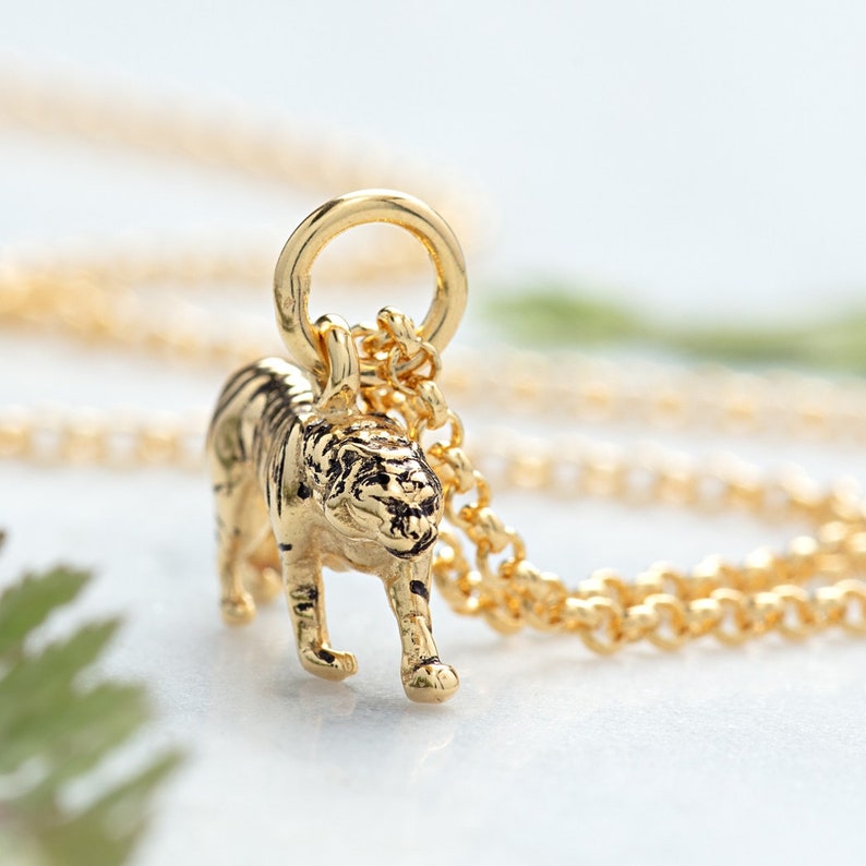 Tiger Charm Necklace Tiger Pendant Tiger Necklace Gifts Etsy