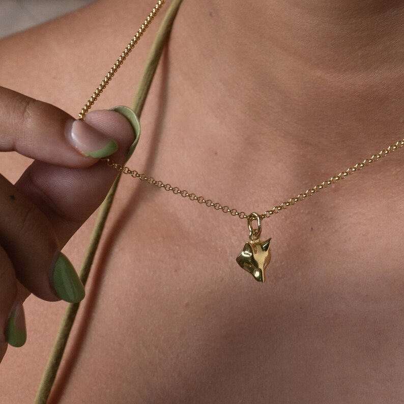 Gold Fox Charm Necklace Fox Necklace Fox Gift Fox Jewellery Gold Fox Necklace Quirky fox charm Animal charm jewelry image 2