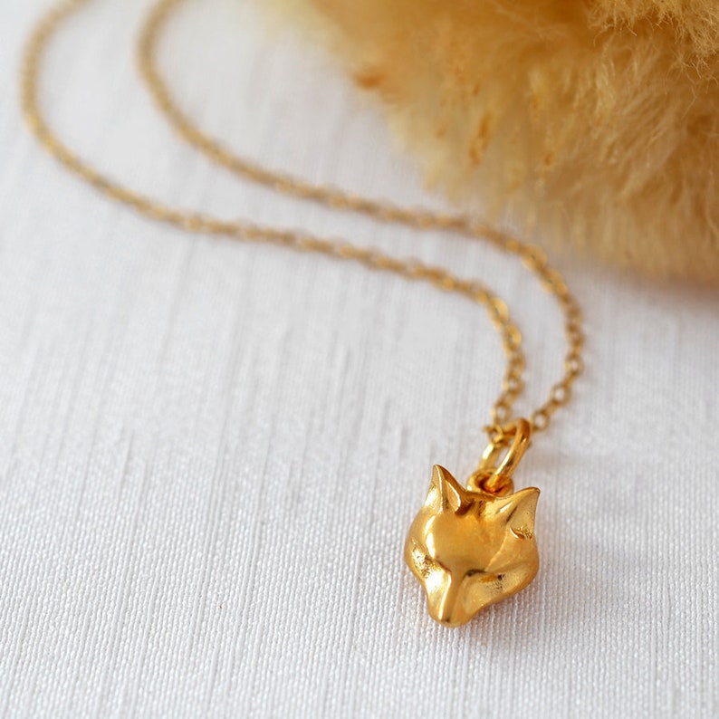 Gold Fox Charm Necklace Personalised Fox Necklace Fox Gift Etsy