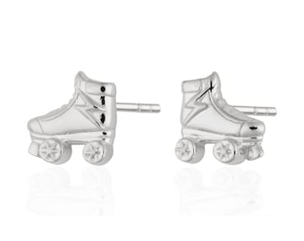Sterling Silver Roller Skate Stud Earrings: Retro Skater Gift