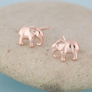 Rose Gold Elephant Stud Earrings, Pink Elephant Earrings, Pink Elephant Gifts, Pink Elephant Jewellery, Elephant Studs, Elephant Jewelry