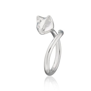 Silver Cat Ring - Gold Plated Cat Ring - Cat Jewellery - Adjustable Cat Ring - Cat Lover Gift - Animal Ring - Open Ring - Feline Jewellery