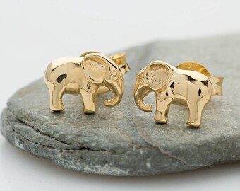 Gold Elephant Stud Earrings, Gold Elephant Earrings, Elephant Gifts, Elephant Jewellery, Elephant Studs, Elephant Jewelry