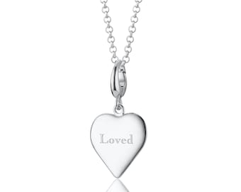 Personalised Sterling Silver Heart Necklace (Size M) - Engraved Pendant - Mothers Day Gift - Anniversary Gift - Valentines Gift - Heart