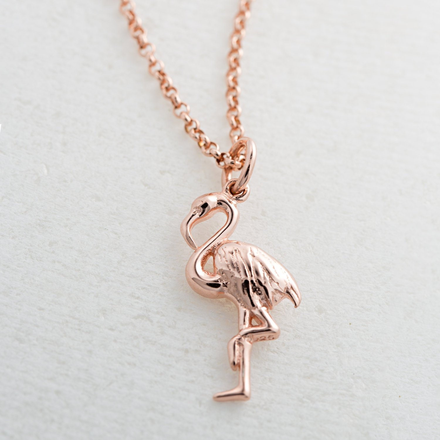 Flamingo necklace rose gold deals