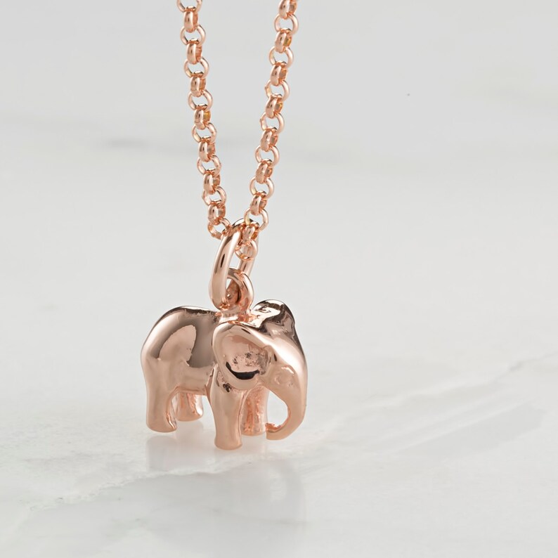 Rose Gold Plated Elephant Charm Necklace Gifts For Animal Pendant Jewellery