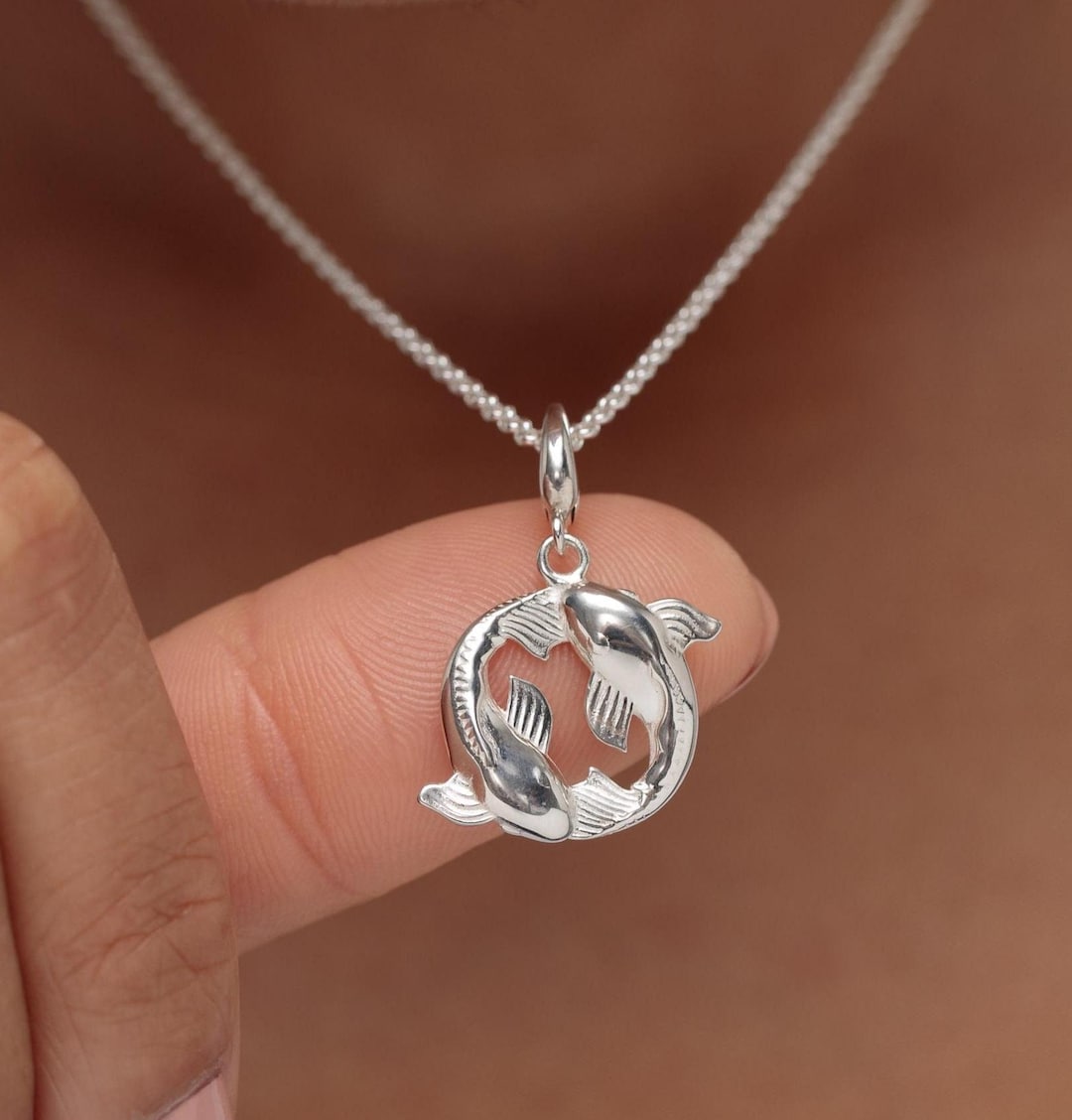 Sterling Silver Koi Fish Pendant Charm Necklace: Pisces Zodiac ...