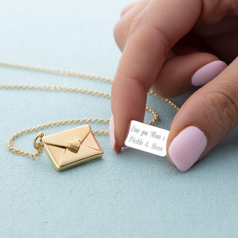 Personalised Silver Envelope Necklace with Engraved Insert Etsy