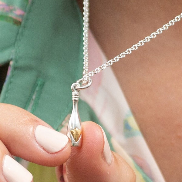 Collier bouteille de champagne en argent, cadeau de félicitations, cadeau d'amant de prosecco, cadeau de 40e anniversaire