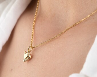 Gold Fox Charm Necklace -   Fox Necklace - Fox Gift - Fox Jewellery - Gold Fox Necklace - Quirky fox charm - Animal charm jewelry