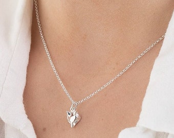 Sterling Silver Fox Charm Necklace -   Fox Necklace - Foxy Gift - Fox Jewelry - Silver Fox Necklace