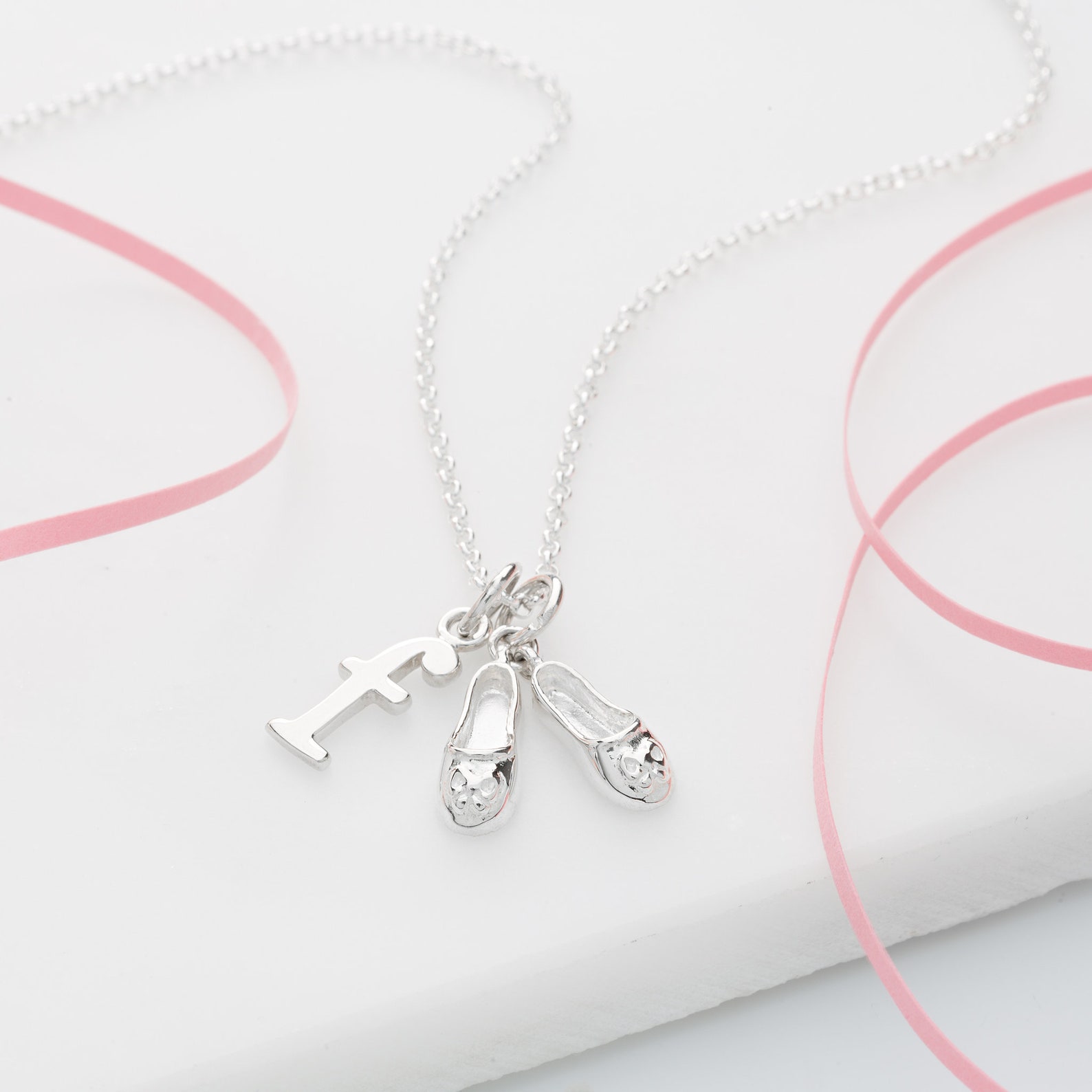 sterling silver ballet shoes necklace - gifts for girls - ballet shoes pendant - ballet shoes necklace - silver ballet shoes cha