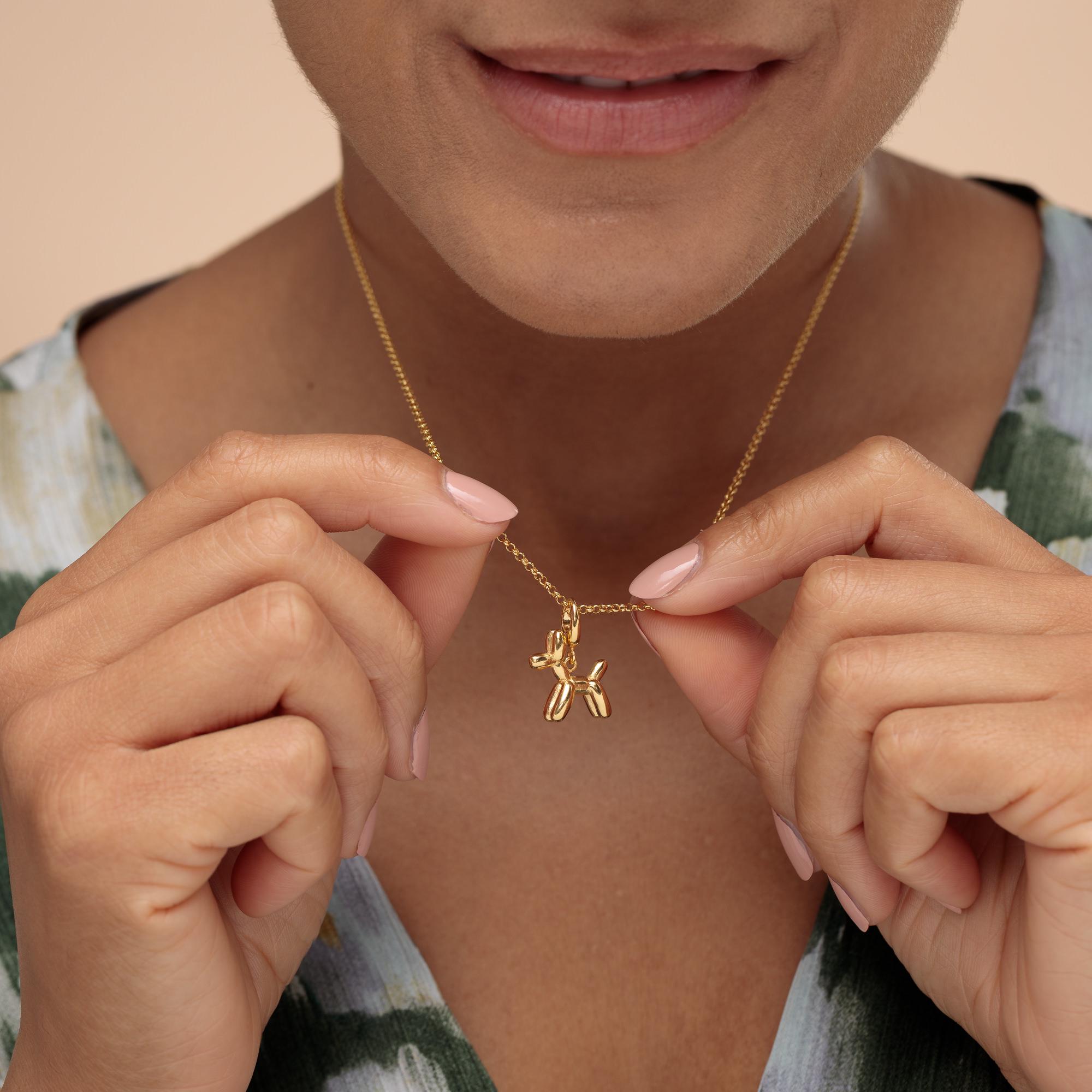 Gold Plated Balloon Dog Charm Necklace - Balloon Dog Charm