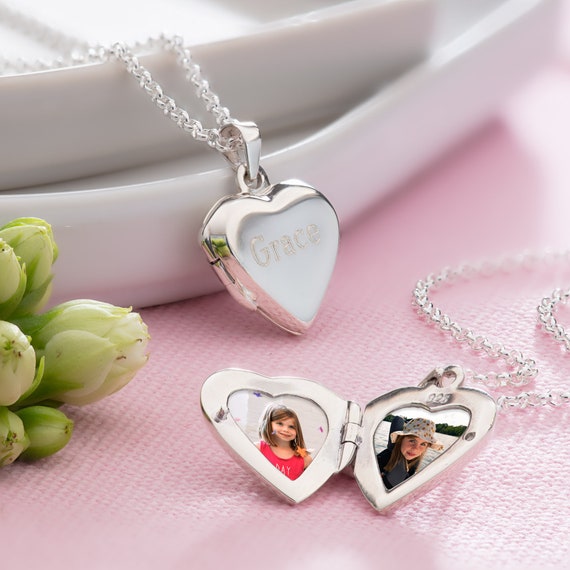 Sterling Silver Engraved Heart Necklace - MYKA