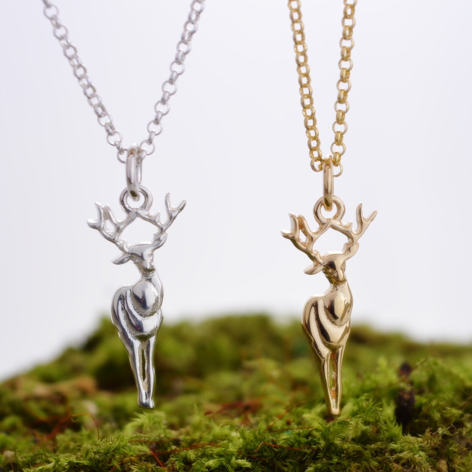 Deer Charm Necklace Deer Pendant Deer Necklace Stag Etsy