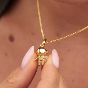Gold Plated Astronaut Charm Necklace, Spaceman Charm Necklace, Astronaut Charm, 3D Gold Charm, Celestial Jewellery, Space Lover Gift