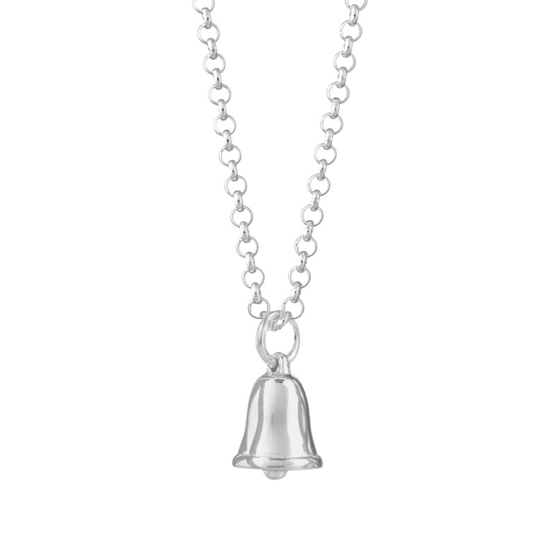 Personalised Sterling Silver Bell Necklace Tiny Bell Charm Etsy