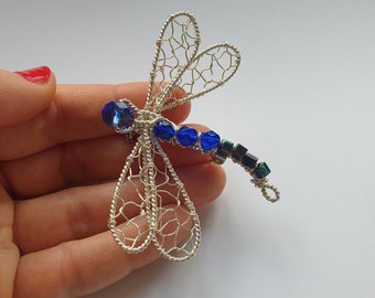 Summer Brooch. Big Dragonfly Brooch. Statement Dragonfly Pin. Something Blue Brooch. Dragonfly. Natural Insects Dragonfly Broach For Woman