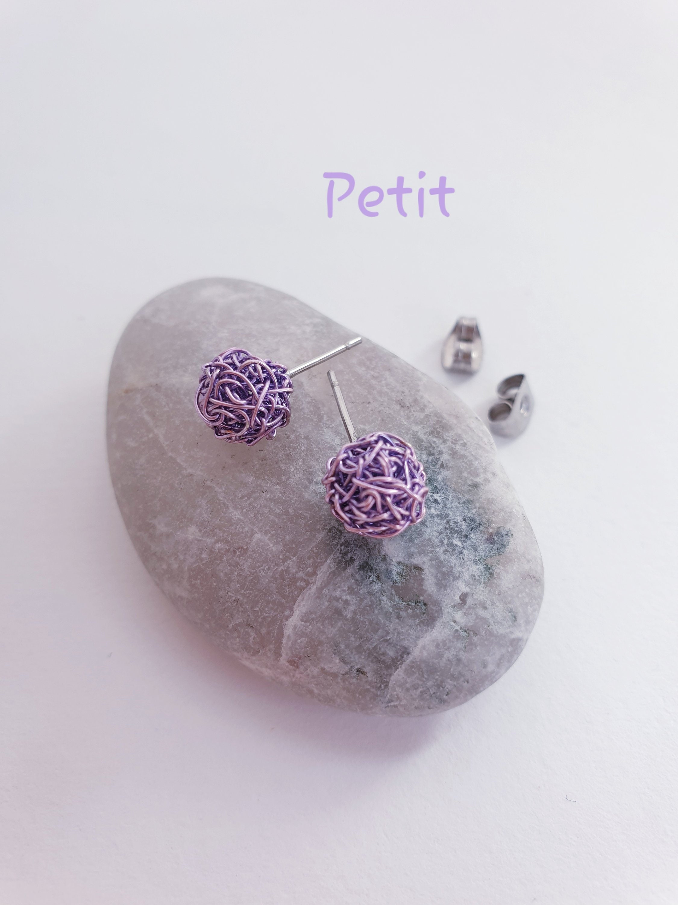 Knotted Violet Wire Stud Earrings Sterling Silver Minimalist Small Earrings Minimal  Bridemaids Studs Every Day  Earrings