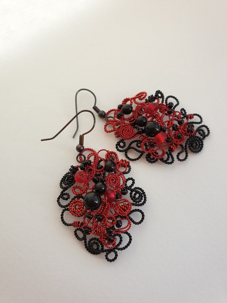 Rossali Bohemian Red Drop Earrings Red Elegant Earrings Black And Red Chandelier Earrings Flamenco Red Earrings Prom Red Earrings