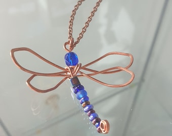 Dragonfly Blue Necklace, Dragonfly Jewellery Gift, Nature Insects Lover Gift, New Start Gift, Unisex Dragonfly Gift, Symbolic Gift, New Job