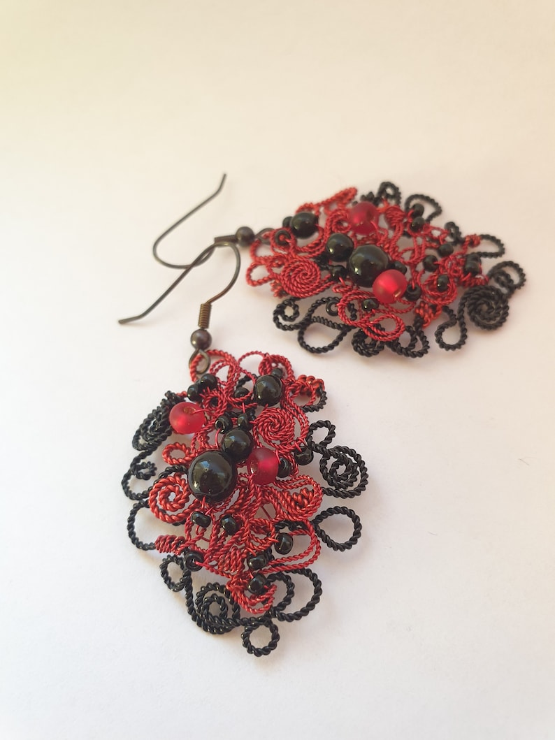 Rossali Bohemian Red Drop Earrings Red Elegant Earrings Black And Red Chandelier Earrings Flamenco Red Earrings Prom Red Earrings