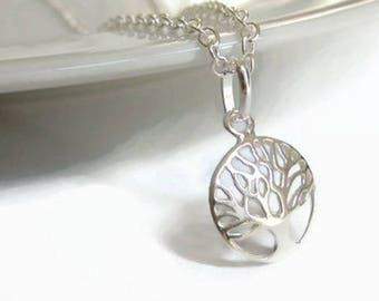 Sterling silver Tree of Life necklace, silver locket, delicate jewellery, necklaces UK