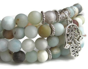 108 Mala bracelet, Amazonite bracelet wrist mala, amazonite jewellery, buddhist jewellery, meditation bracelet necklace