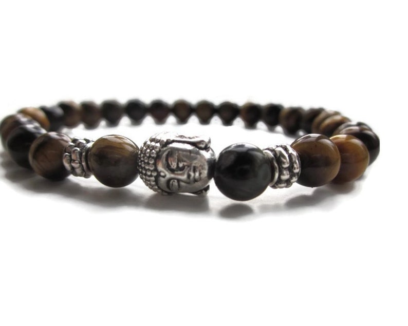 Tigers Eye Bracelet, Buddha bracelet, Mens bracelet, Mens beaded bracelet, Unisex bracelet, Beaded Buddha Bracelet, UK jewellery image 2