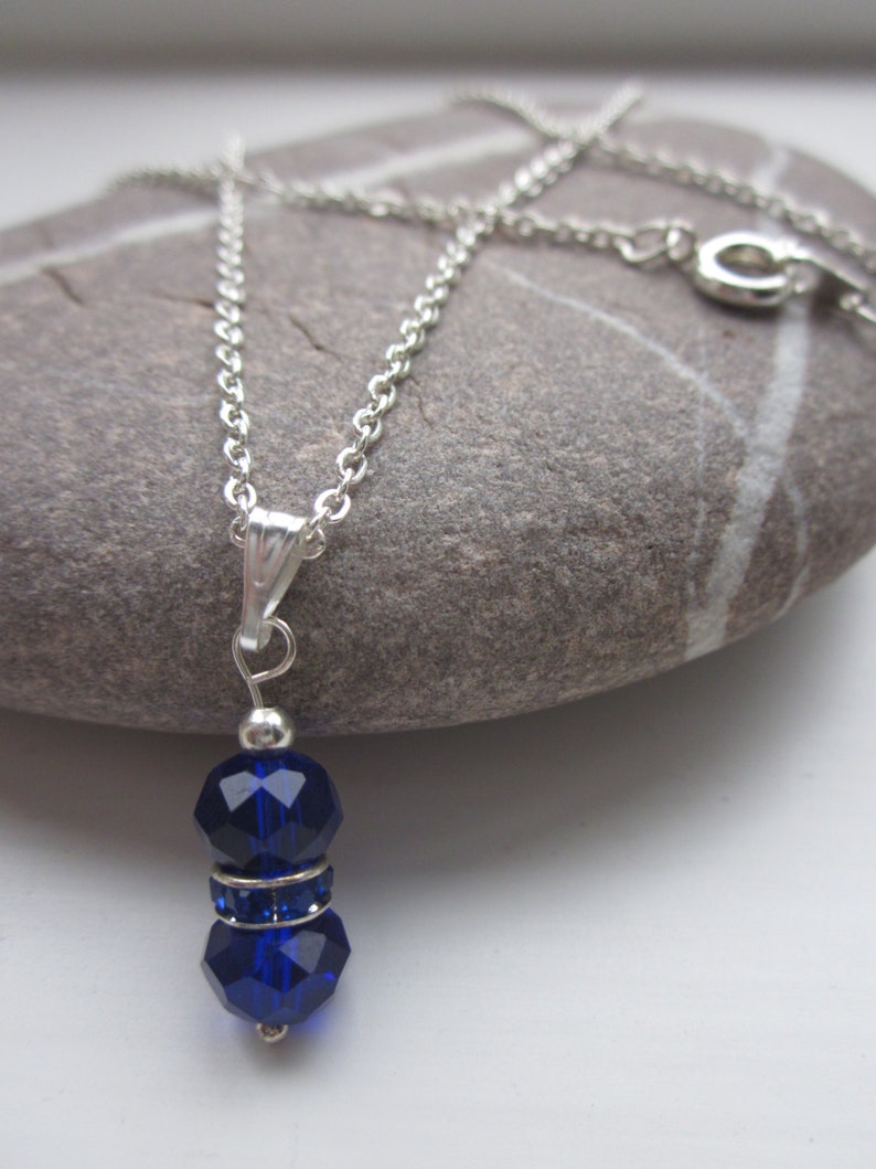 Swarovski necklace, blue necklace, silver necklace, uk seller, blue swarovski crystals image 3