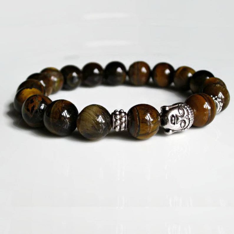 Tigers Eye Bracelet, Buddha bracelet, Mens bracelet, Mens beaded bracelet, Unisex bracelet, Beaded Buddha Bracelet, UK jewellery image 8