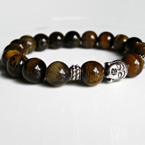 Tigers Eye Bracelet, Buddha bracelet, Mens bracelet, Mens beaded bracelet, Unisex bracelet, Beaded Buddha Bracelet, UK jewellery image 4