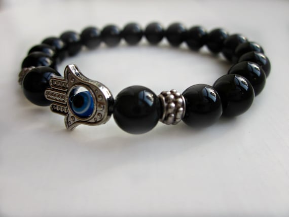 Onyx Bracelet Hamsa Hand Protection