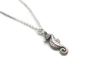 Seahorse pendant, silver seahorse necklace, silver charm necklace, seahorse jewellery, jewellery uk
