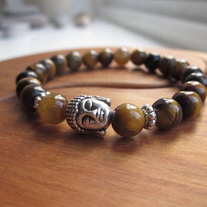 Tigers Eye Bracelet, Buddha bracelet, Mens bracelet, Mens beaded bracelet, Unisex bracelet, Beaded Buddha Bracelet, UK jewellery image 7