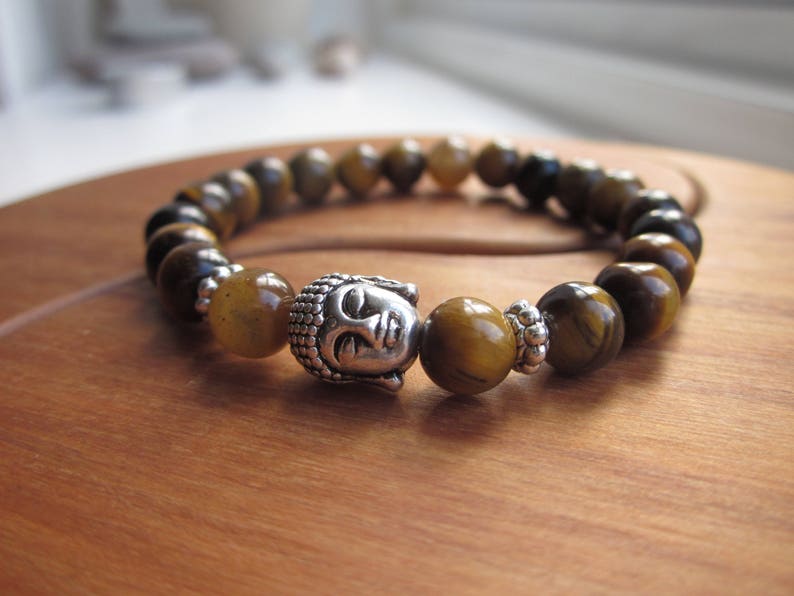Tigers Eye Bracelet, Buddha bracelet, Mens bracelet, Mens beaded bracelet, Unisex bracelet, Beaded Buddha Bracelet, UK jewellery image 7