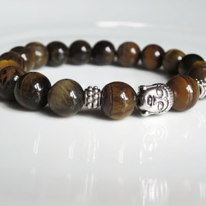 Tigers Eye Bracelet, Buddha bracelet, Mens bracelet, Mens beaded bracelet, Unisex bracelet, Beaded Buddha Bracelet, UK jewellery image 1