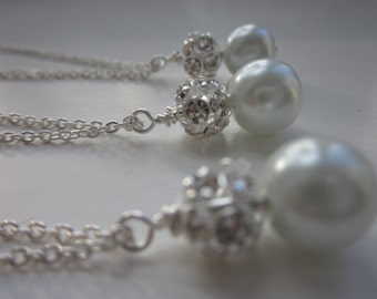 Set of Bridesmaids necklaces, bridesmaid gift, bridesmaid jewellery, pearl necklace, wedding gift set, UK Seller