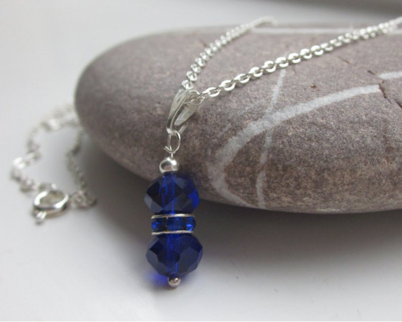 Swarovski necklace, blue necklace, silver necklace, uk seller, blue swarovski crystals image 2