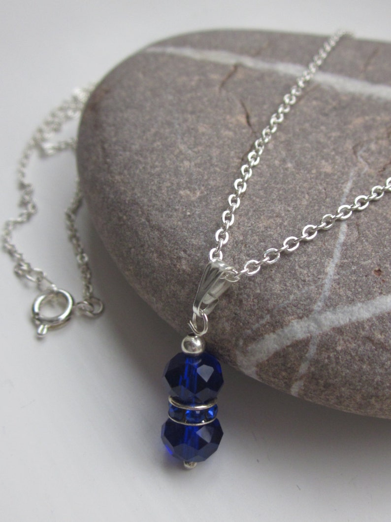 Swarovski necklace, blue necklace, silver necklace, uk seller, blue swarovski crystals image 5