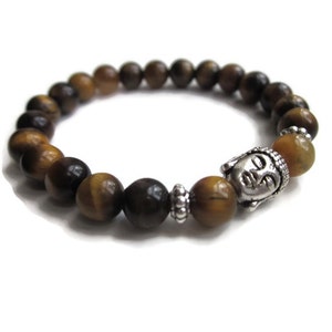 Tigers Eye Bracelet, Buddha bracelet, Mens bracelet, Mens beaded bracelet, Unisex bracelet, Beaded Buddha Bracelet, UK jewellery image 5