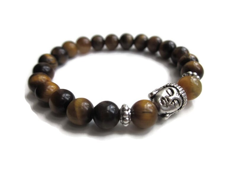 Tigers Eye Bracelet, Buddha bracelet, Mens bracelet, Mens beaded bracelet, Unisex bracelet, Beaded Buddha Bracelet, UK jewellery image 5