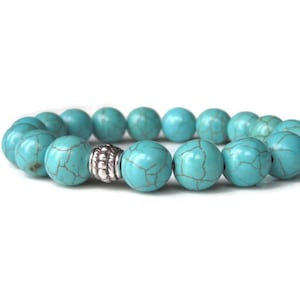 Turquoise bracelet, mens beaded bracelet, mens bracelet, mens jewellery, bracelet uk image 1